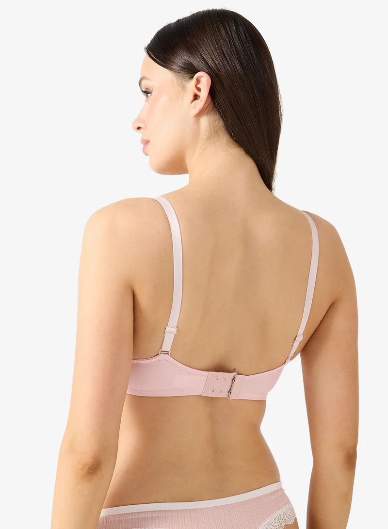 Ginger  2PC Seamless Non Wired Padded Plunge Neck Push Up Bra for Women | Best Price UAE